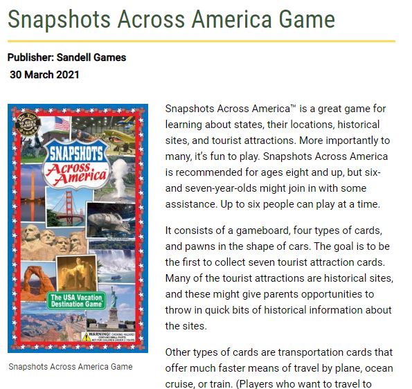 Review of Snapshots Across America by Cathy Duffy